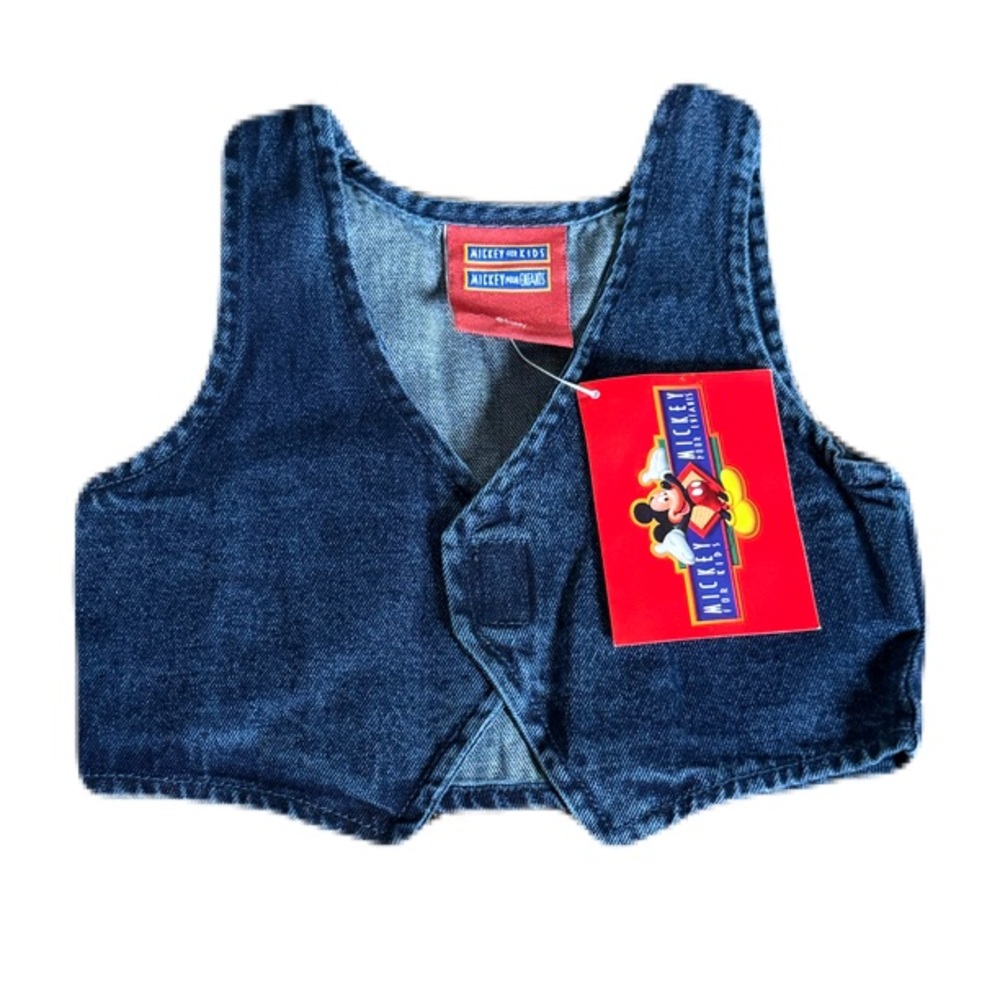 Vintage Disney Mickey For Kids Denim Vest Size 3 100% Cotton